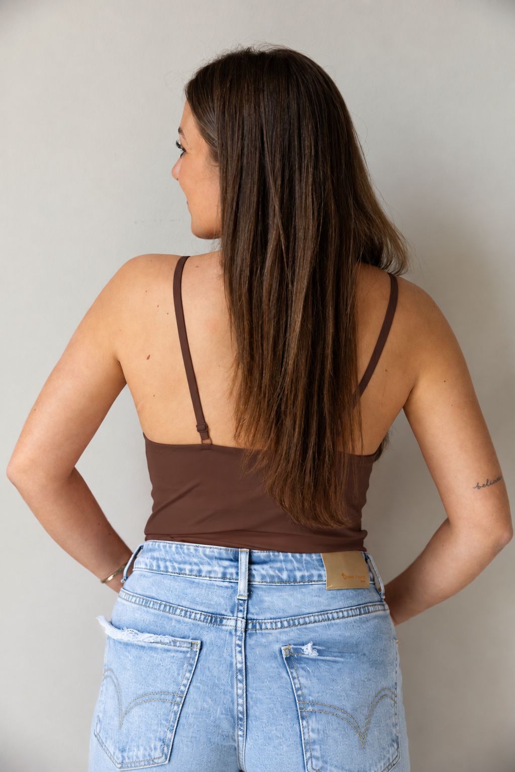 Cleo cami top in Brown – back